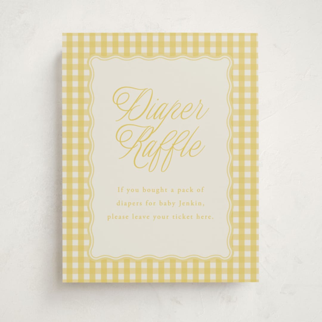 "Scalloped Gingham" - Baby Shower Party Signs in Lemonade by Brianne Larsen - Front