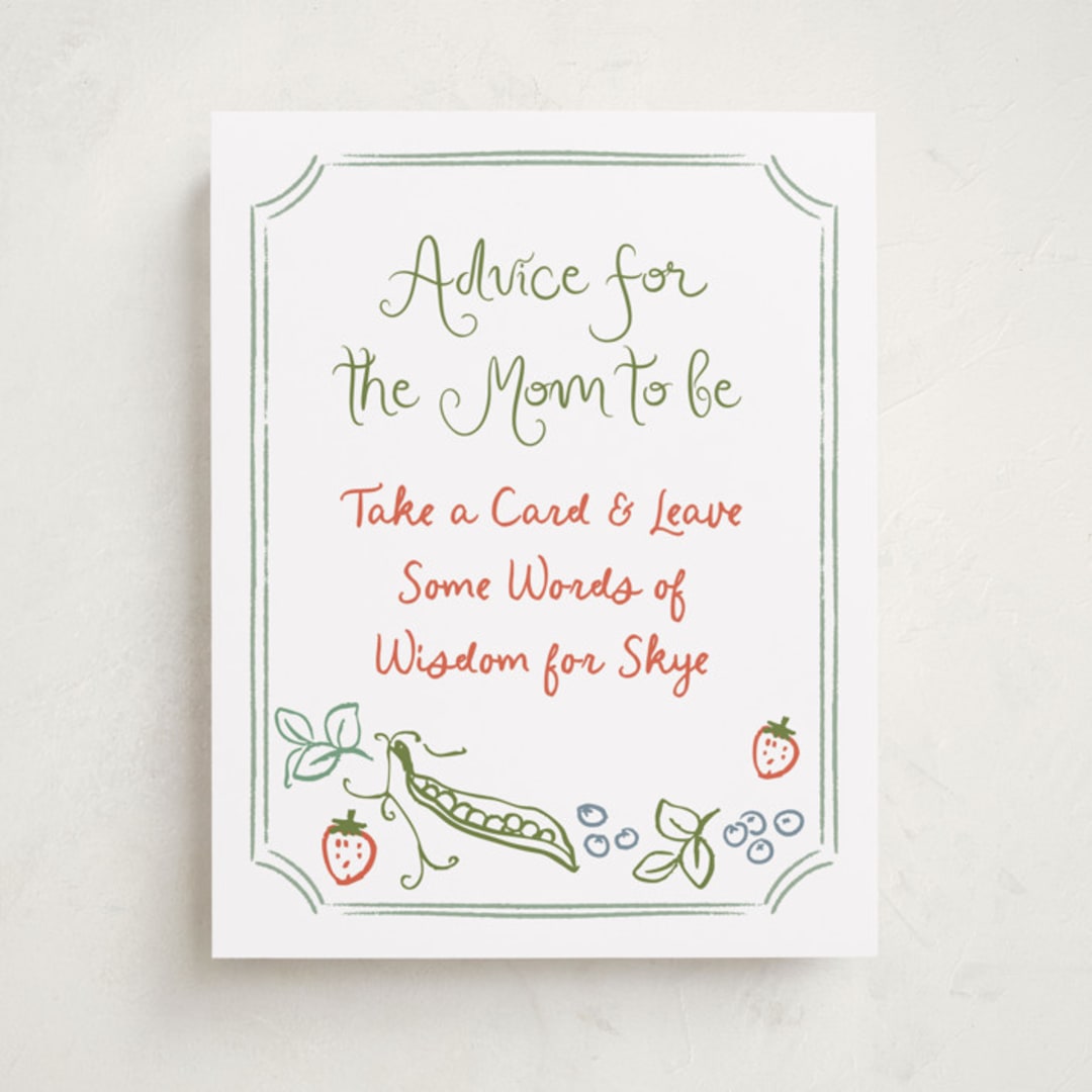 "Locally Grown Sketch" - Baby Shower Party Signs in Meadow by Jenna Holcomb - Front