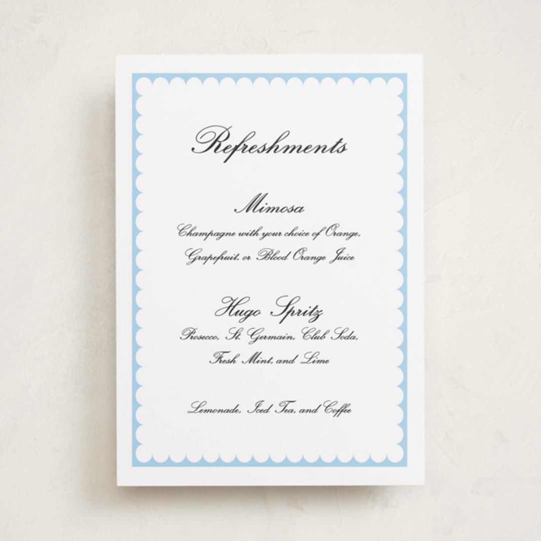 "Sweetly Scalloped" - Baby Shower Bar Signs in Sky by Catherine Culvenor - Front