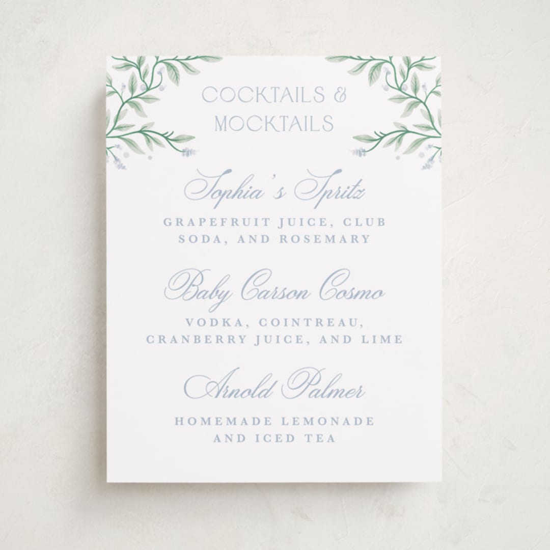 "Wisteria" - Baby Shower Party Signs in Periwinkle by Kristen Smith - Front