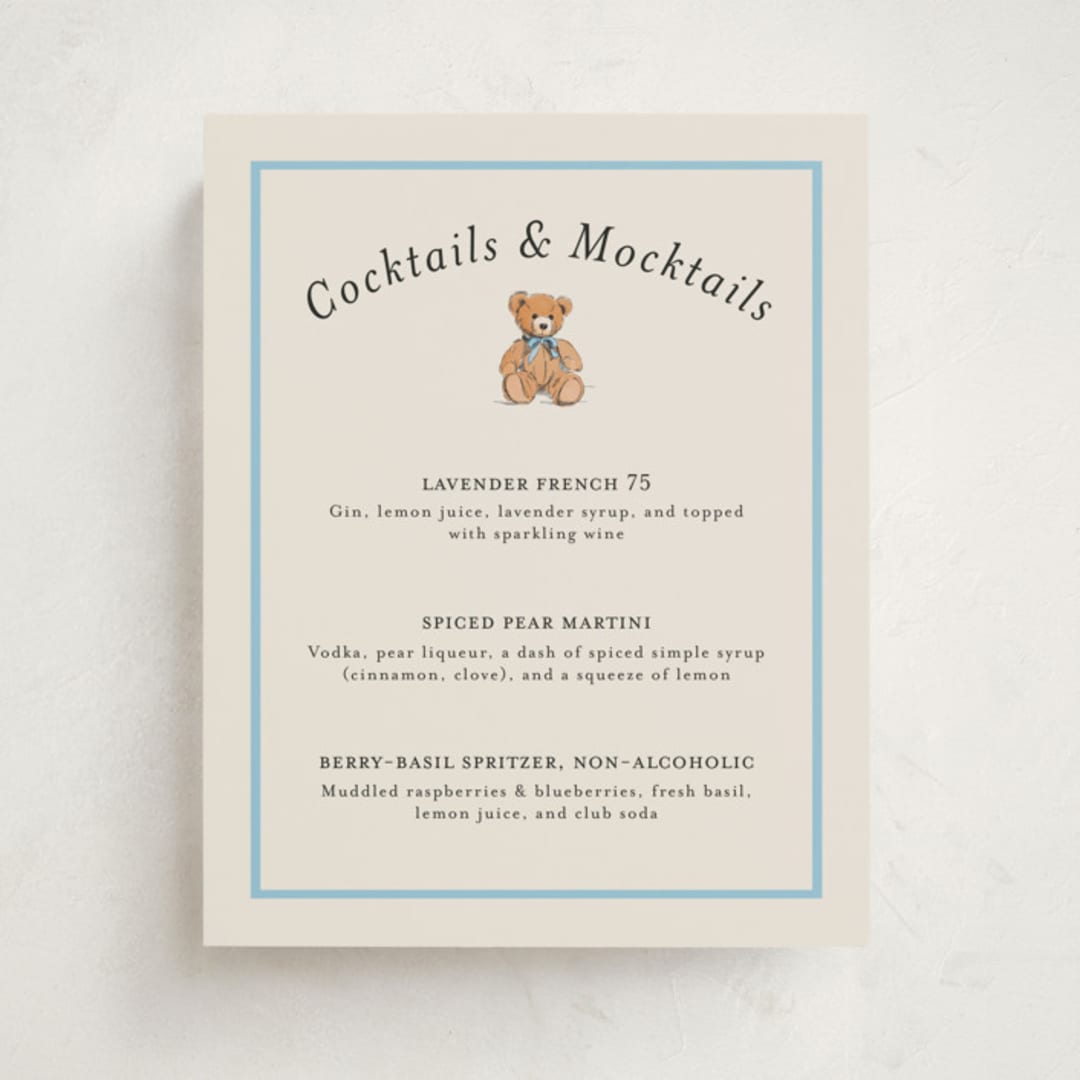 "Antique Teddy Bear" - Baby Shower Bar Signs in Frost by Becky Nimoy - Front
