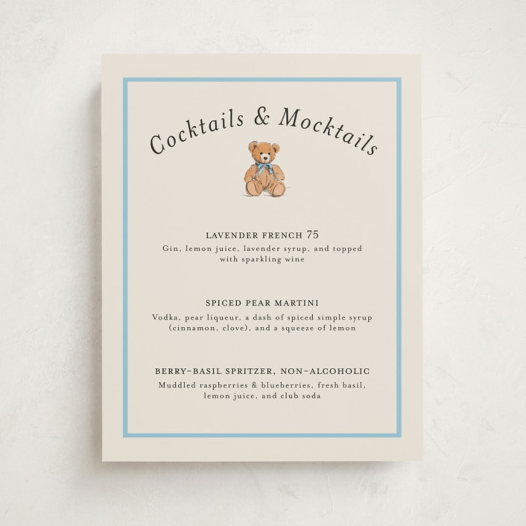 "Antique Teddy Bear" - Baby Shower Bar Signs in Frost by Becky Nimoy - Front
