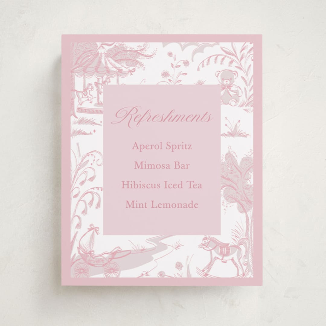 "Baby Toile" - Baby Shower Party Signs in Blush by Teju Reval - Front
