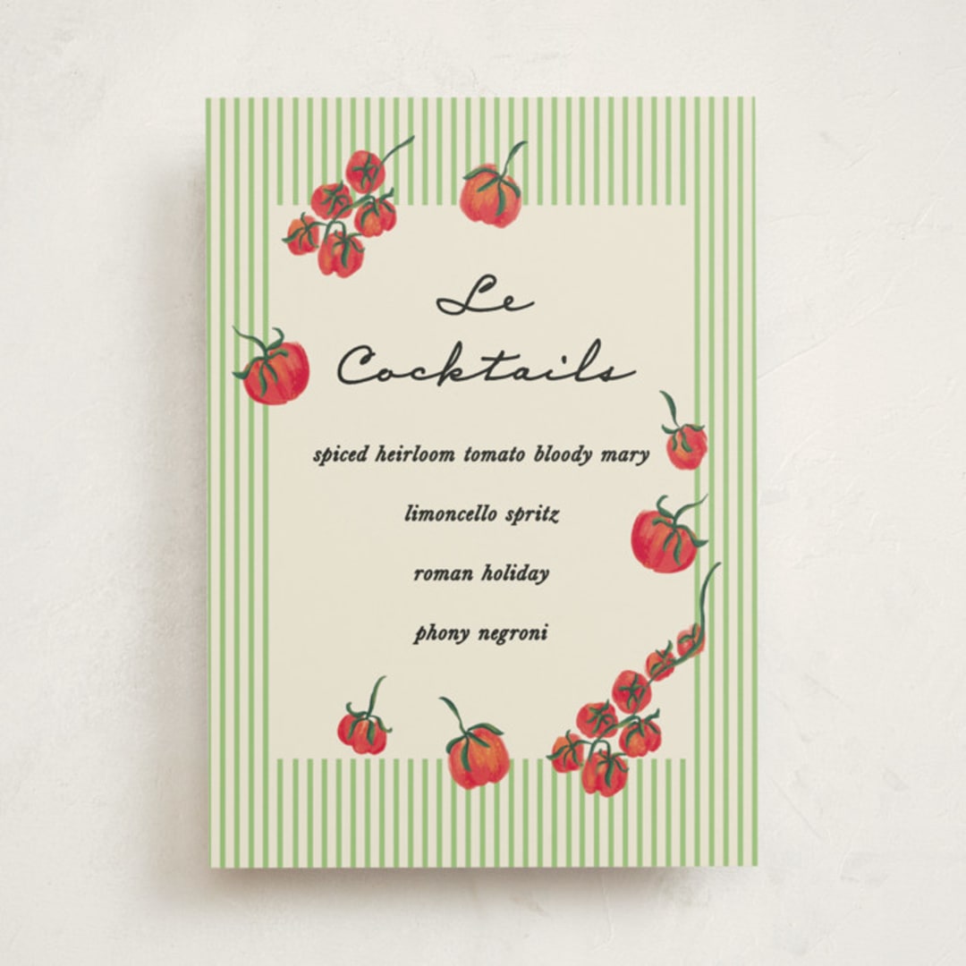 "Petit Pomodoro" - Baby Shower Bar Signs in Lime by Jackie Crawford - Front