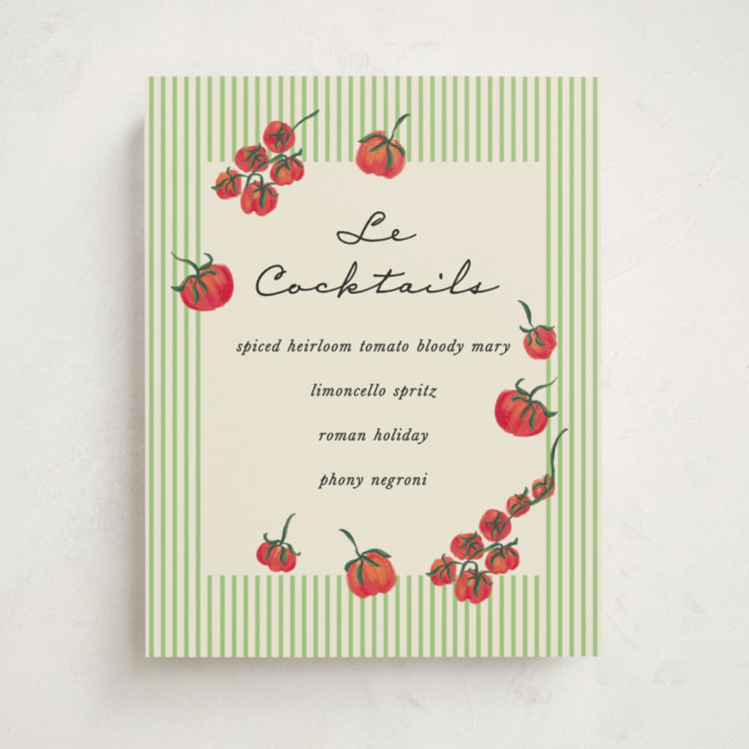 "Petit Pomodoro" - Baby Shower Bar Signs in Lime by Jackie Crawford - Front