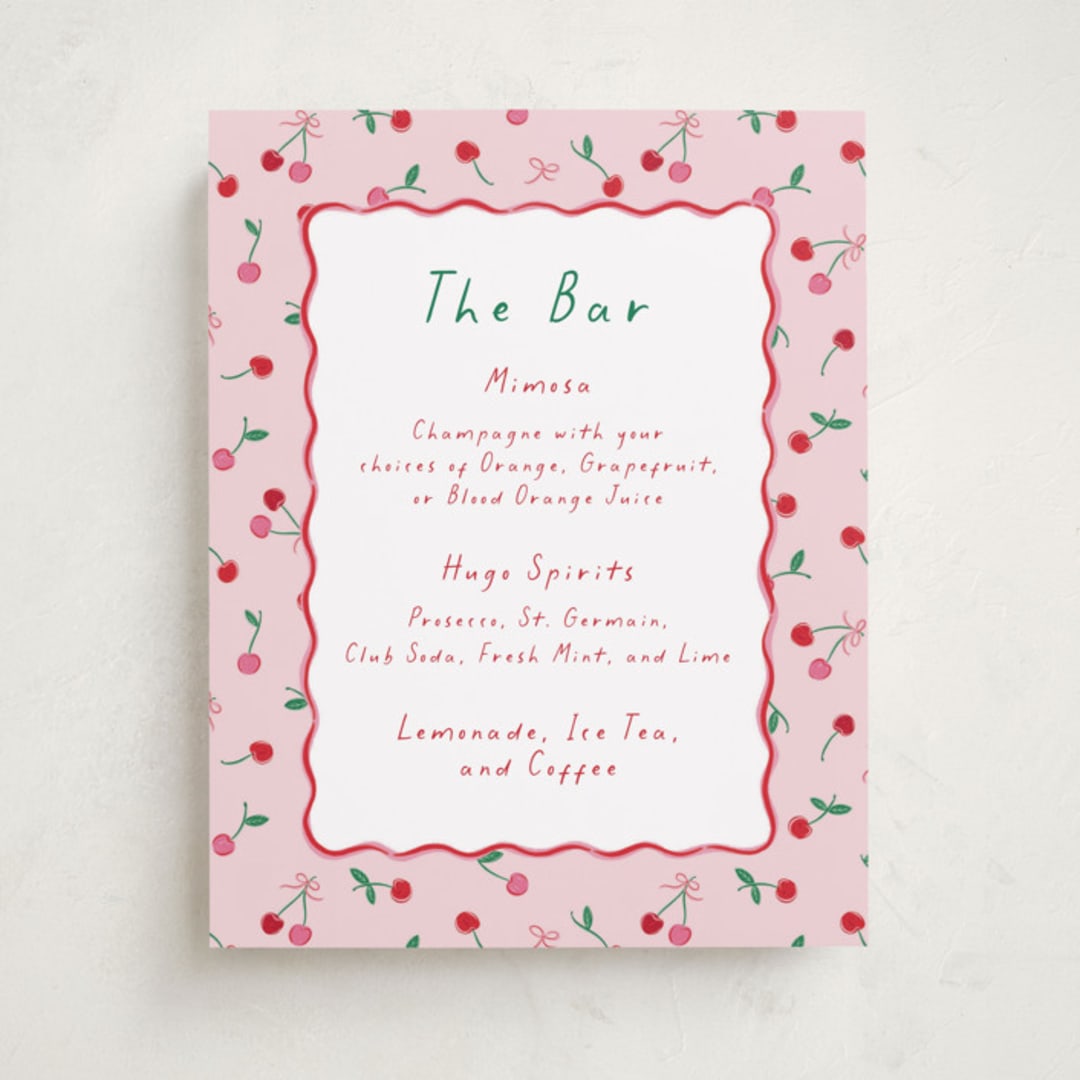 "Cherry Sweet" - Baby Shower Bar Signs in Cherry Pie by Erin German - Front