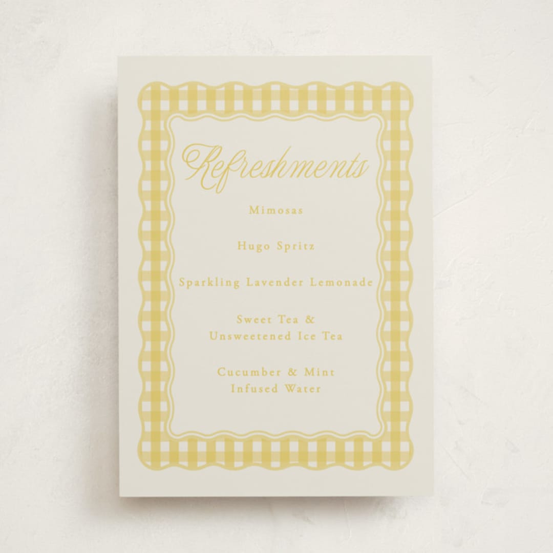 "Scalloped Gingham" - Baby Shower Bar Signs in Lemonade by Brianne Larsen - Front