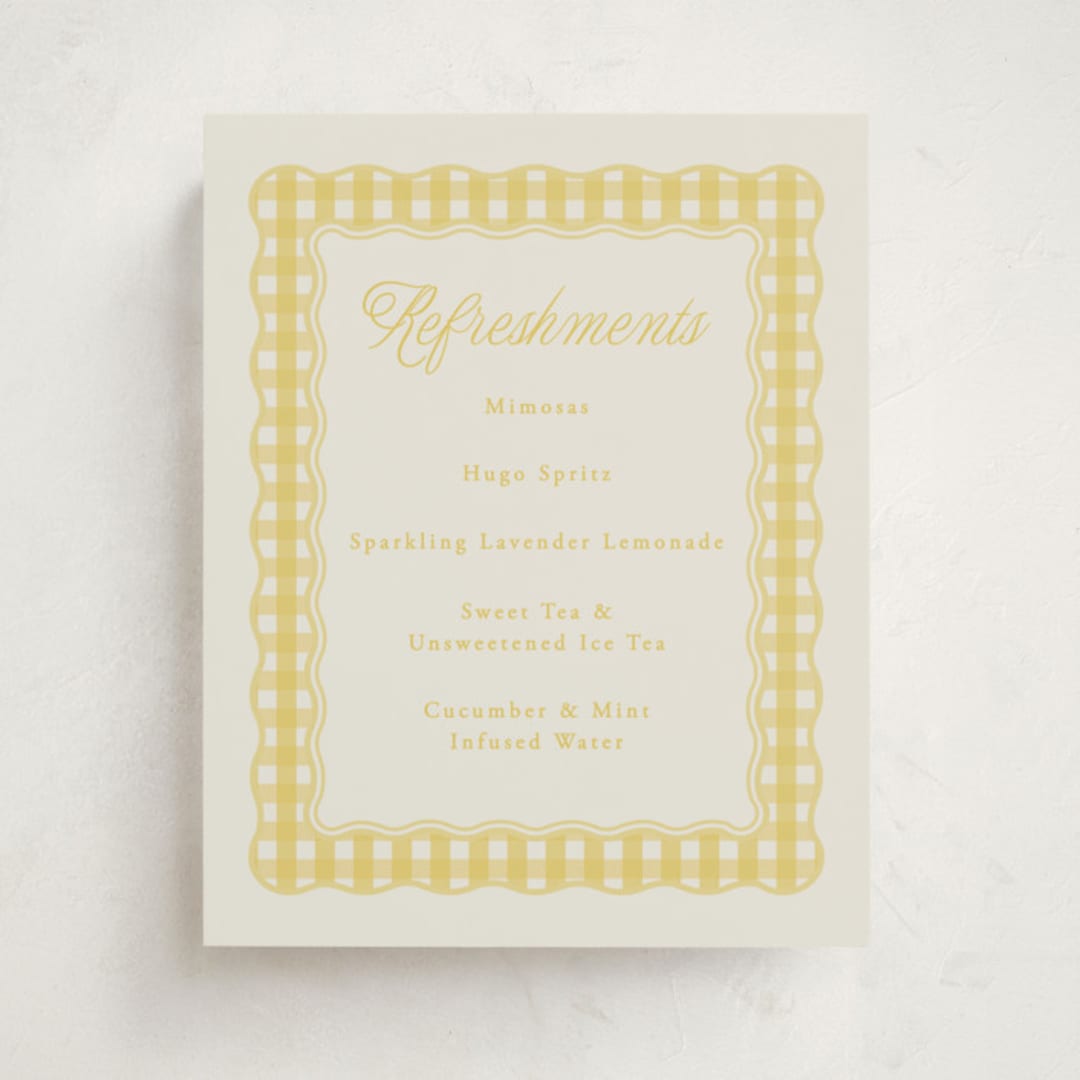 "Scalloped Gingham" - Baby Shower Party Signs in Lemonade by Brianne Larsen - Front