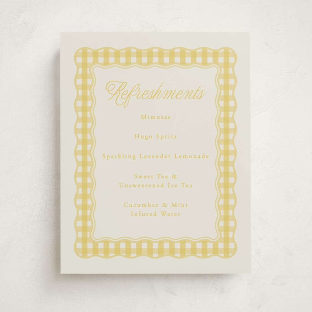 "Scalloped Gingham" - Baby Shower Party Signs in Lemonade by Brianne Larsen - Front