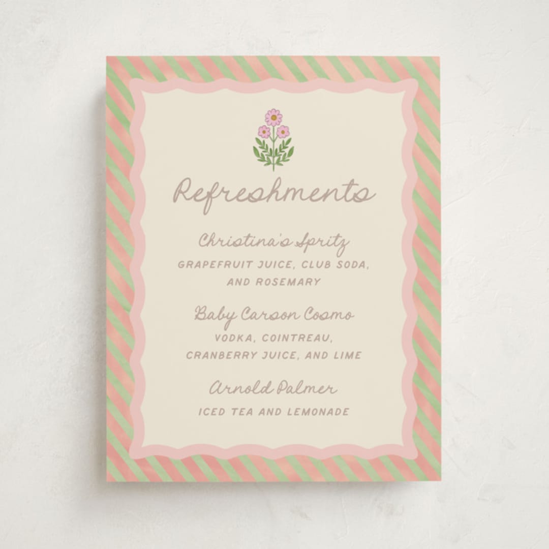 "Botanical maximalism" - Baby Shower Bar Signs in Poppy by Creo Study - Front