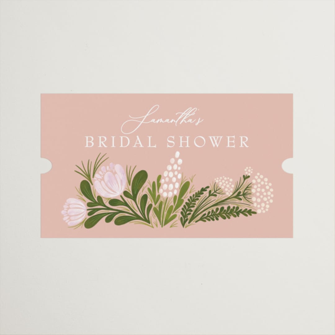 "Floral Harvest" - Bridal Shower Favor Stickers in Rose by Paper Sun Studio - Front