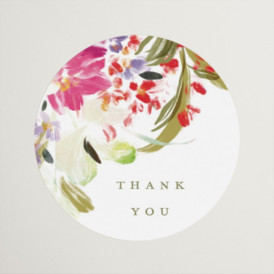 "Garden Floral Dash" - Bridal Shower Favor Stickers in Confetti by Grace Kreinbrink - Front