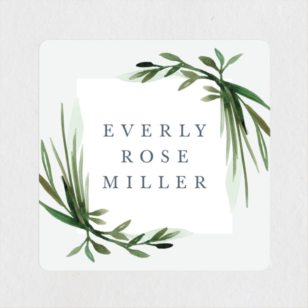 "Botanical Frame" - Bridal Shower Favor Stickers in Fern by Kate Ahn - Front