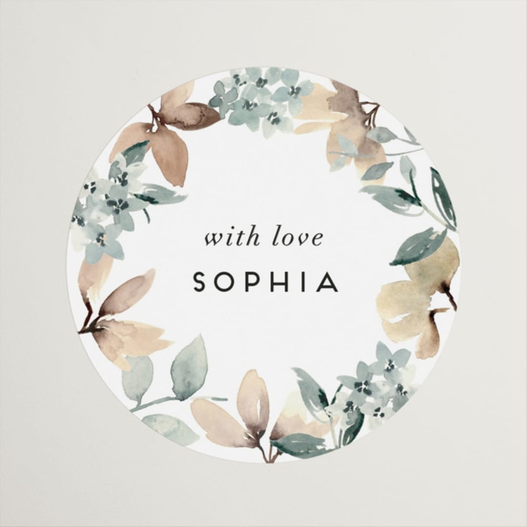 "Grande" - Bridal Shower Favor Stickers in Dried Botanicals by Petra Kern - Front