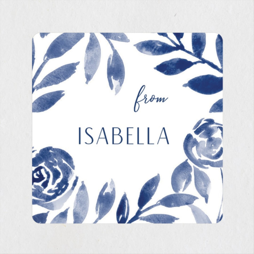 "Romantic garden" - Bridal Shower Favor Stickers in Indigo by Yaling Hou Suzuki - Front