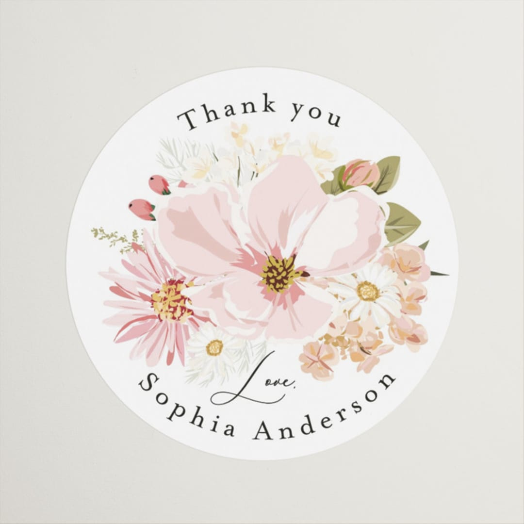 "Floral Arch" - Bridal Shower Favor Stickers in Blush by Susan Moyal - Front