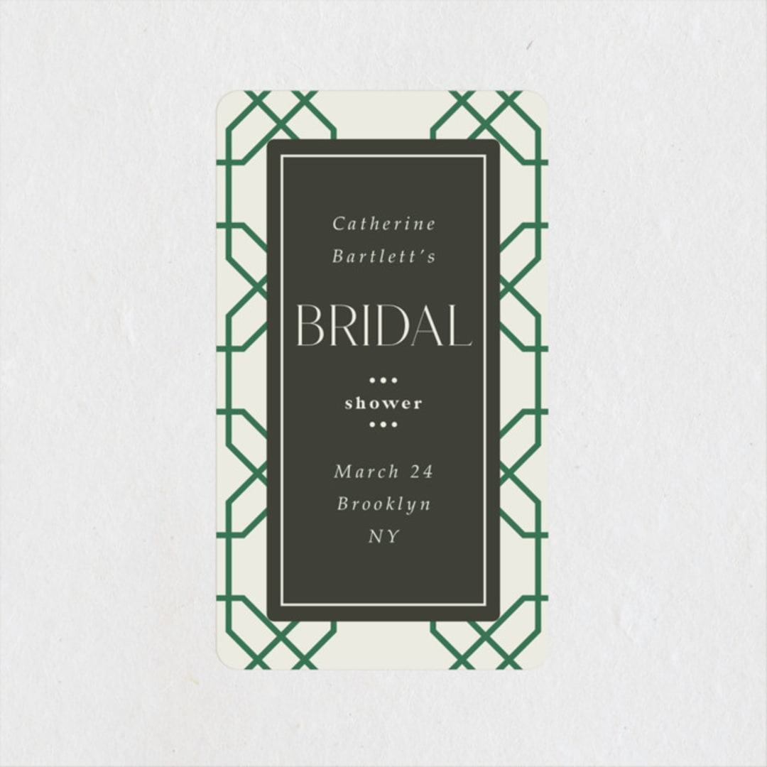 "champagne toast" - Bridal Shower Favor Stickers in Emerald by Griffinbell Paper Co. - Front