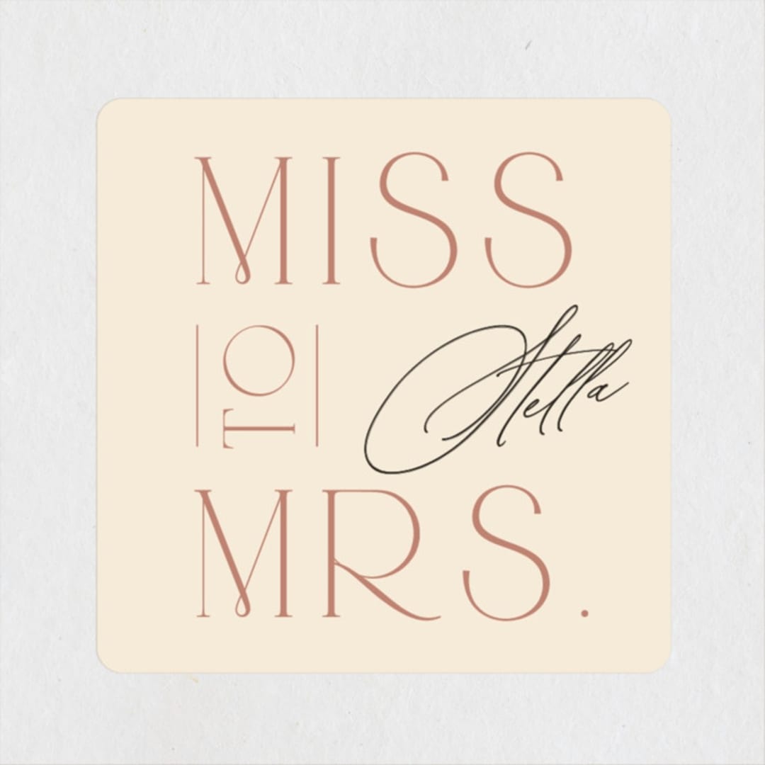 "miss-to-mrs" - Bridal Shower Favor Stickers in Blush by Ana de Sousa - Front