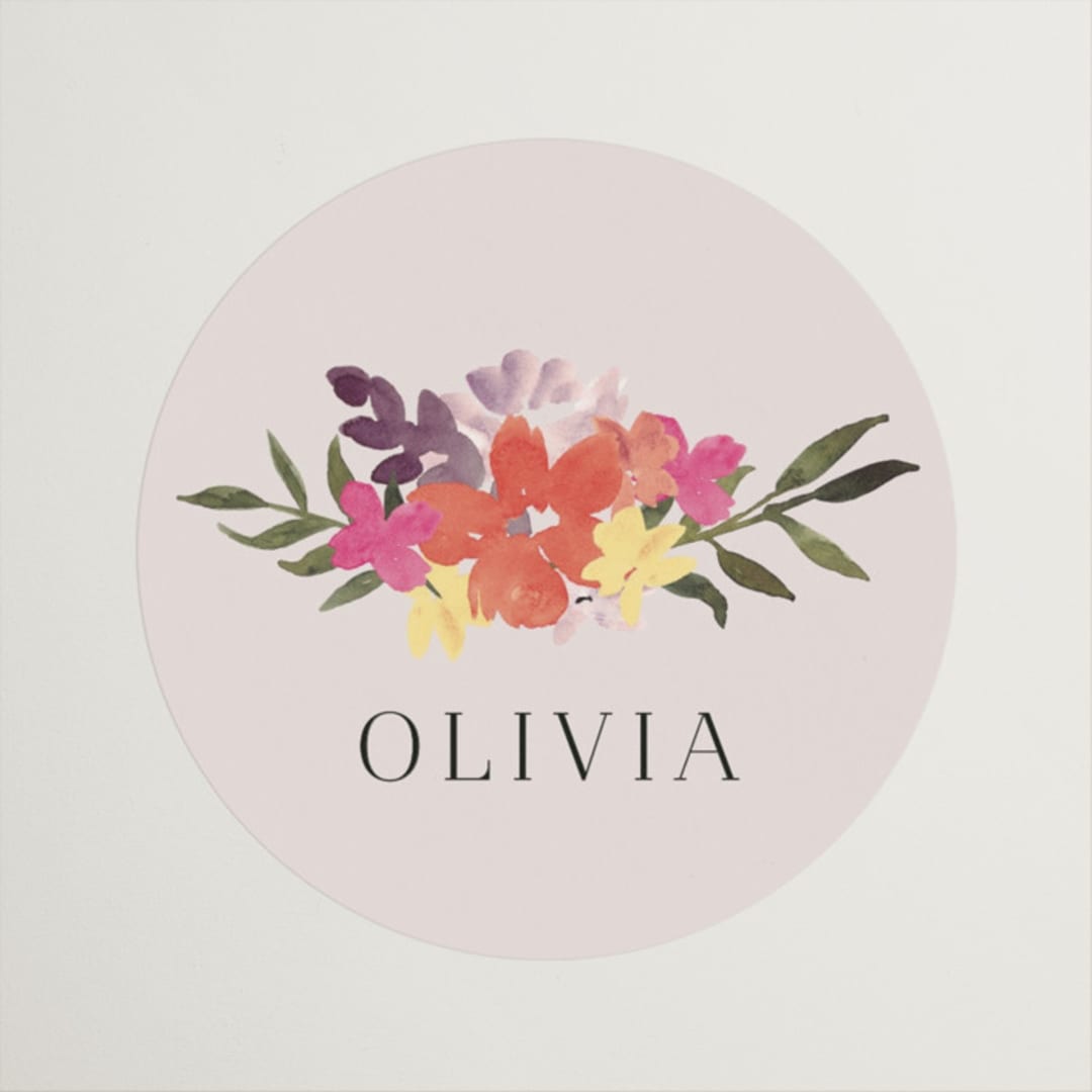 "Wildflower Garden" - Bridal Shower Favor Stickers in Peony by Ashlee Townsend - Front