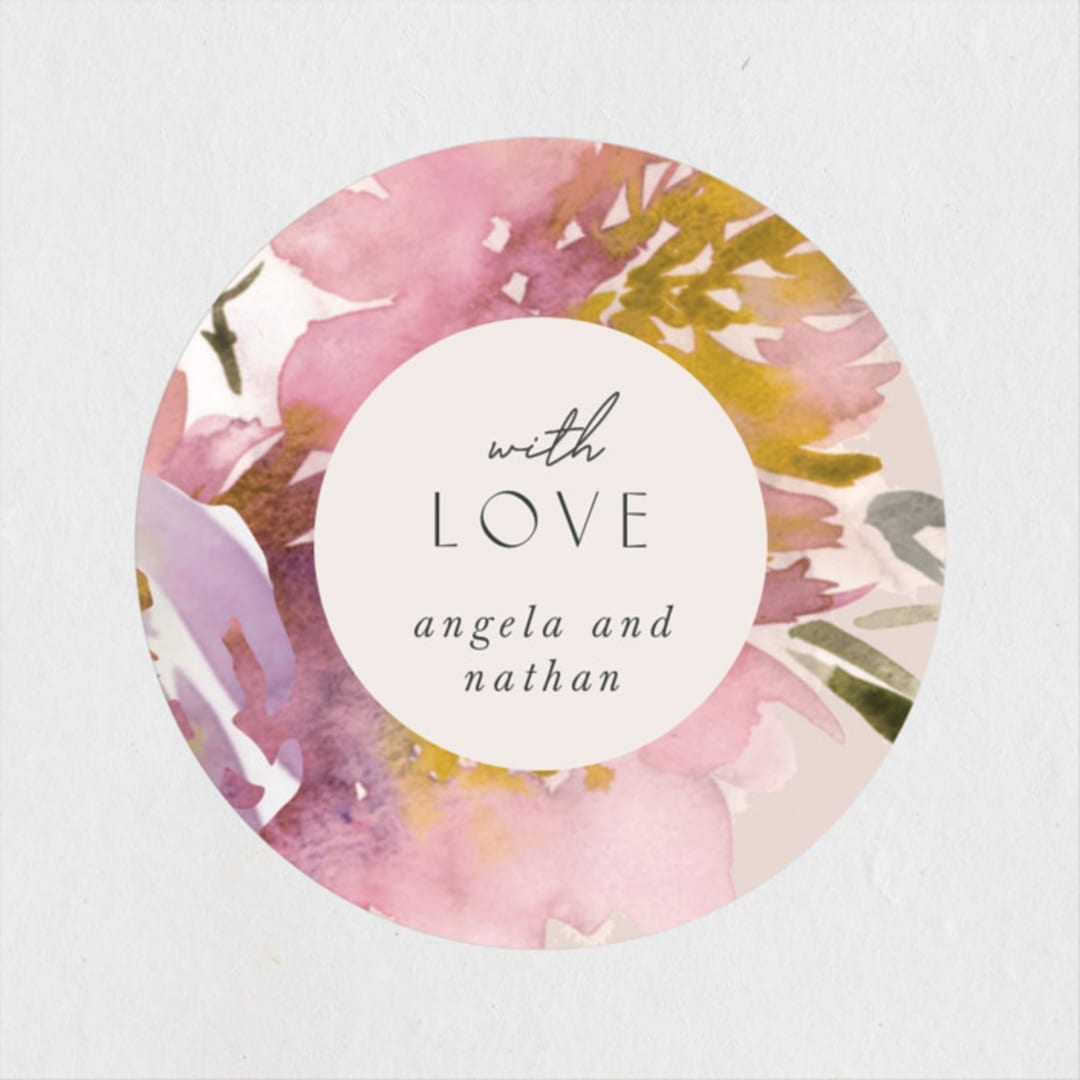 "Bouquet" - Bridal Shower Favor Stickers in Blush by Lori Wemple - Front