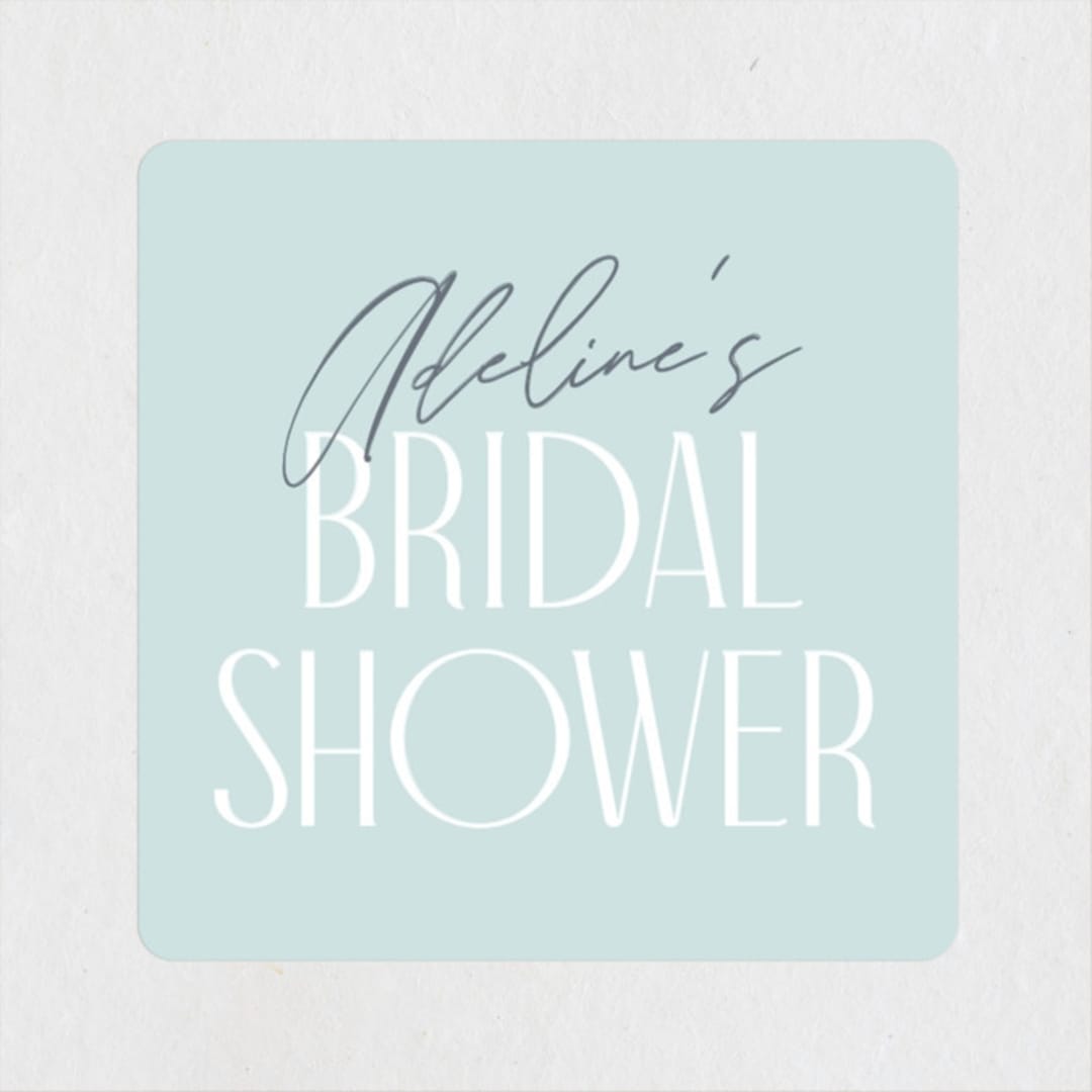 "Versatile" - Bridal Shower Favor Stickers in Bluebell by Pixel and Hank - Front
