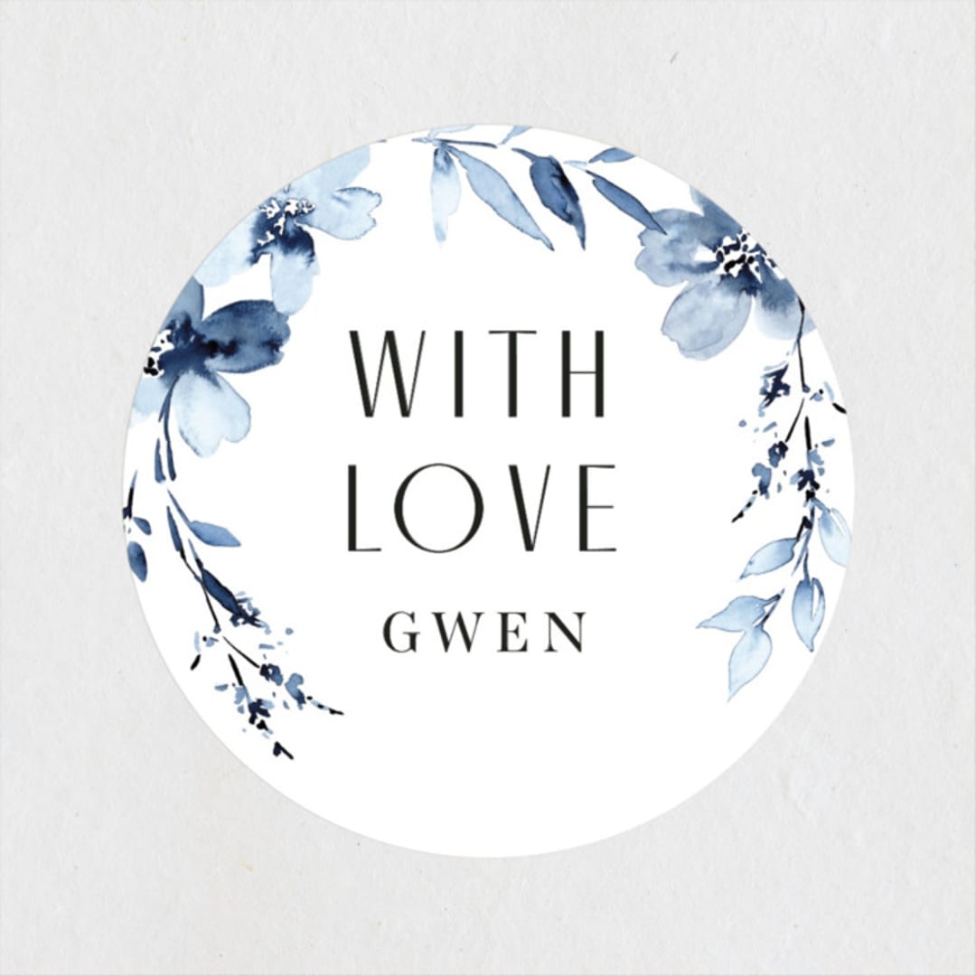 "Blu" - Bridal Shower Favor Stickers in Sapphire by Petra Kern - Front