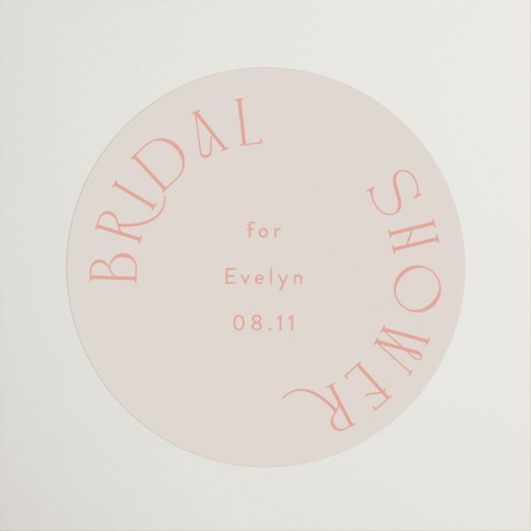 "Brunch & Bubbles" - Bridal Shower Favor Stickers in Blush by Angela Thompson - Front