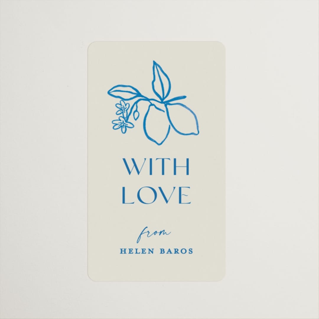 "Mediterraneo" - Bridal Shower Favor Stickers in Cobalt by Pati Cascino - Front