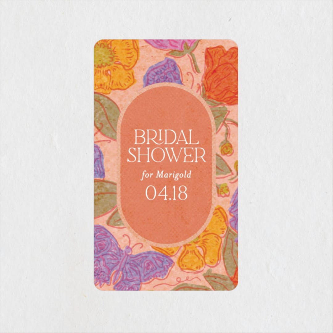 "Vintage Garden" - Bridal Shower Favor Stickers in Peach by Simona Camp - Front