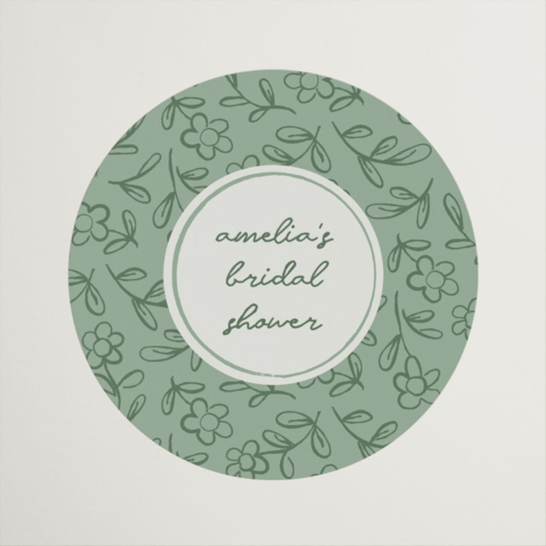 "Blooming" - Bridal Shower Favor Stickers in Sage by Kelly Watkins - Front