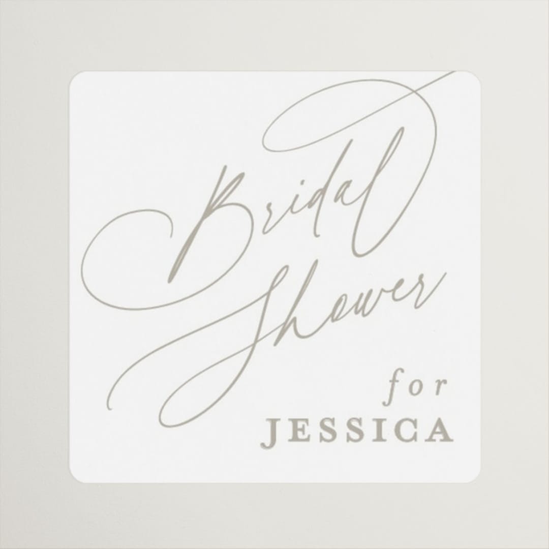 "minimal" - Bridal Shower Favor Stickers in Coconut by Joanna Griffin - Front