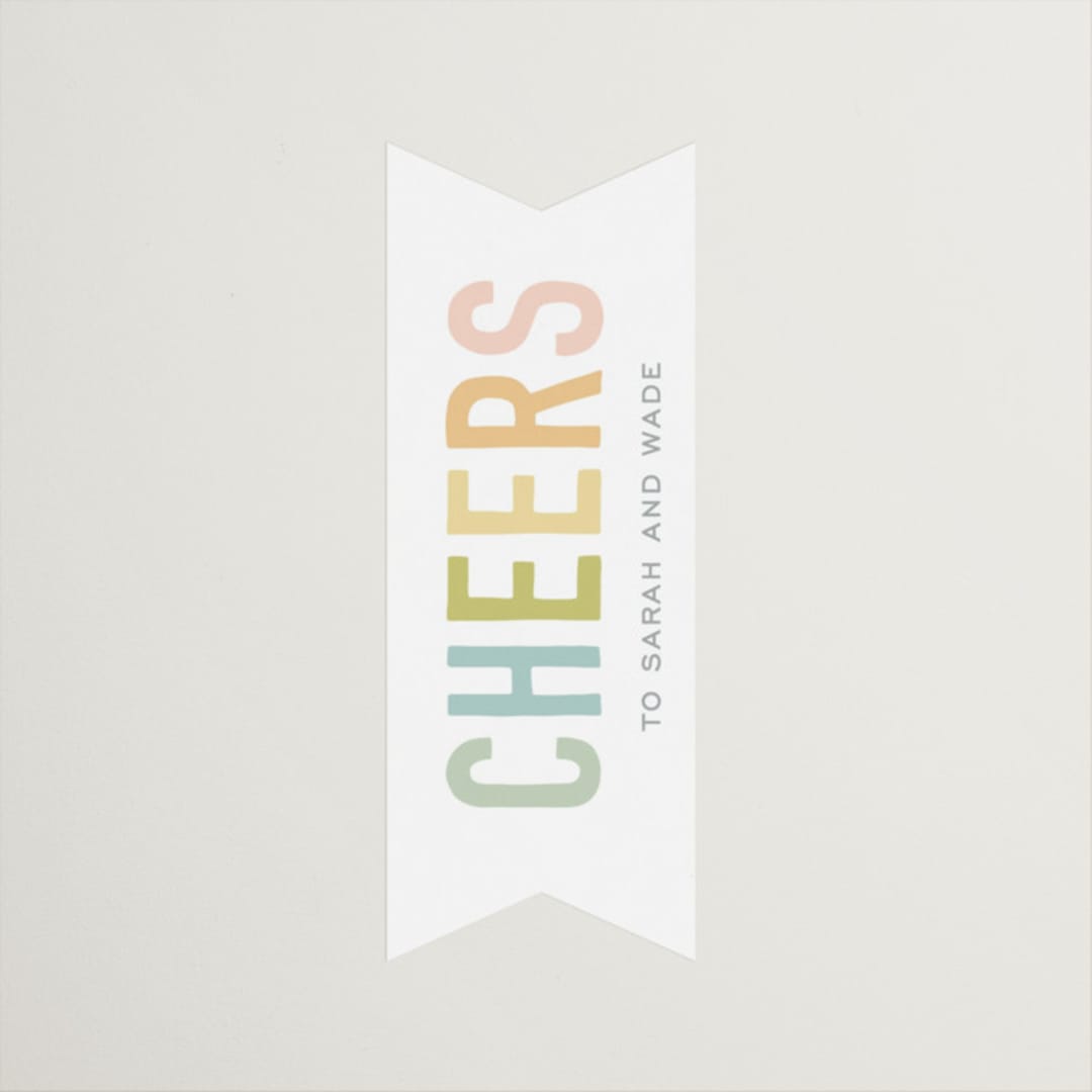 "Cheers And Beers" - Bridal Shower Favor Stickers in Rainbow by Sara Hicks Malone - Front