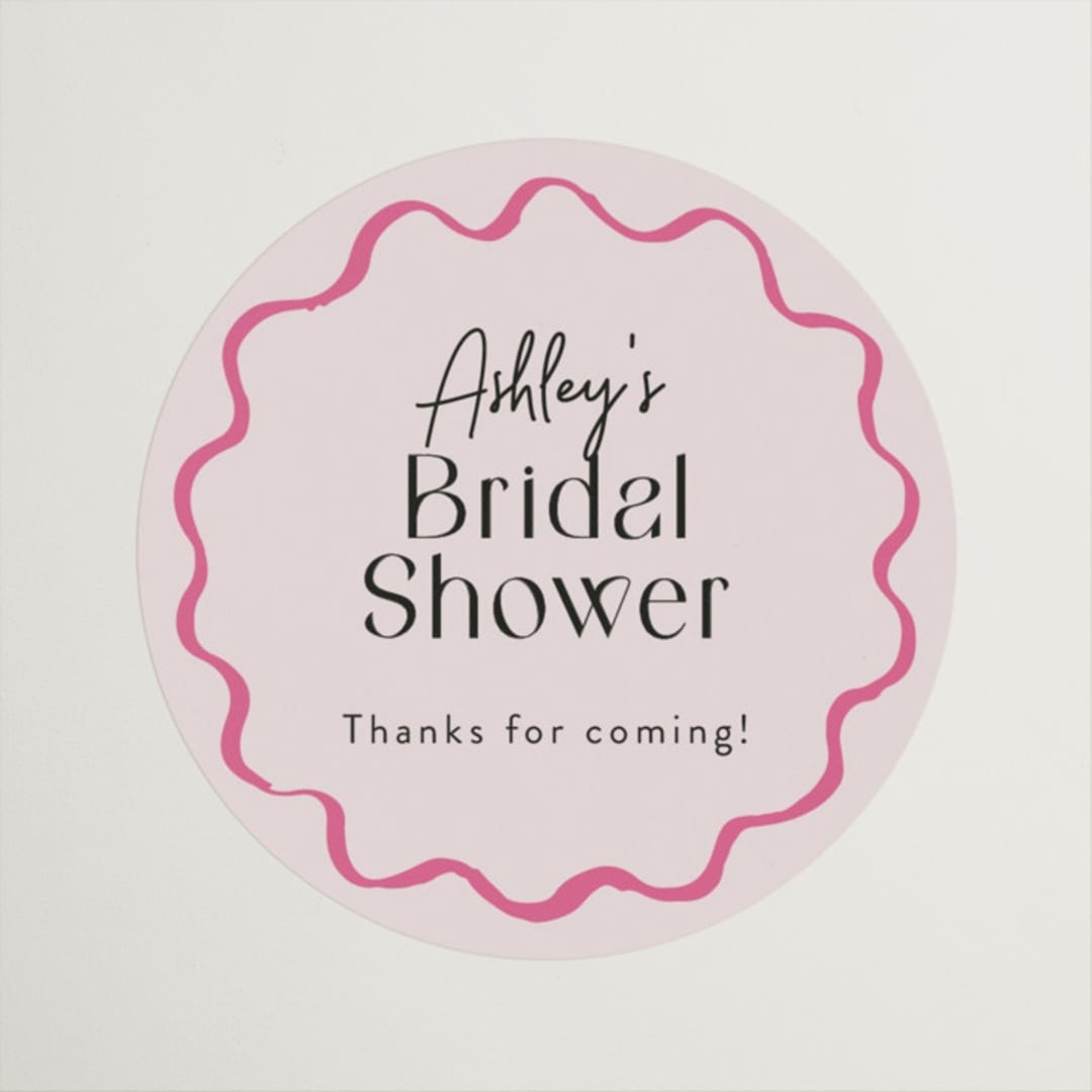 "handdrawn wavy frame" - Bridal Shower Favor Stickers in Rosebud by Cass Loh - Front