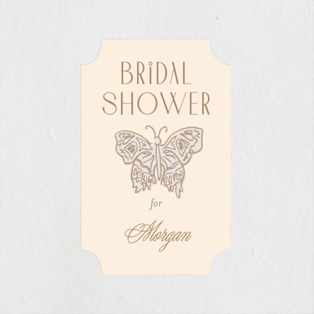 "Gilded Butterfly Garden" - Bridal Shower Favor Stickers in Ivory by Simona Camp - Front