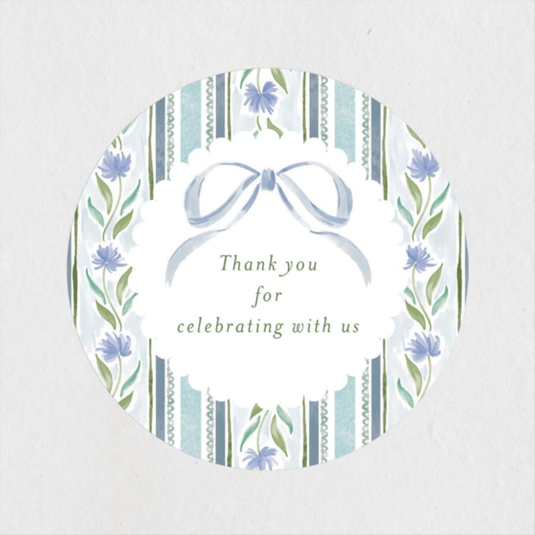 "Wildflower Ribbon" - Bridal Shower Favor Stickers in Cotswolds by Jackie Crawford - Front