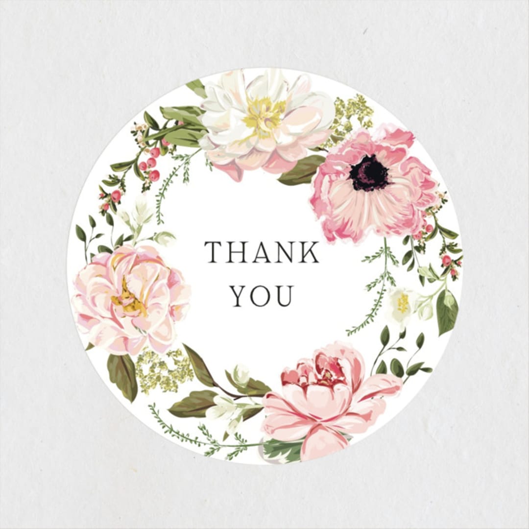 "Timeless Blooms" - Bridal Shower Favor Stickers in Peony by Susan Moyal - Front