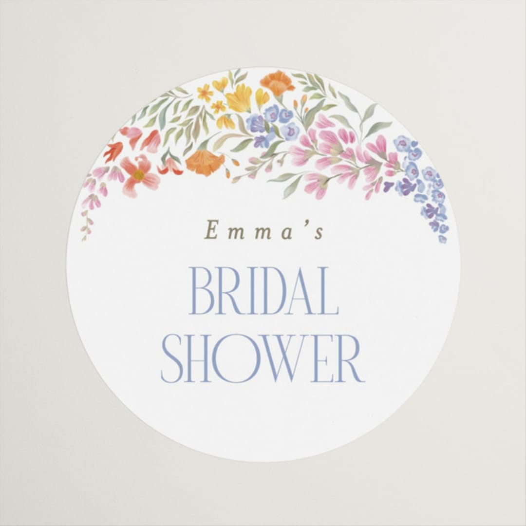 "Dainty Flowers" - Bridal Shower Favor Stickers in Rose Quartz by Joanna Griffin - Front