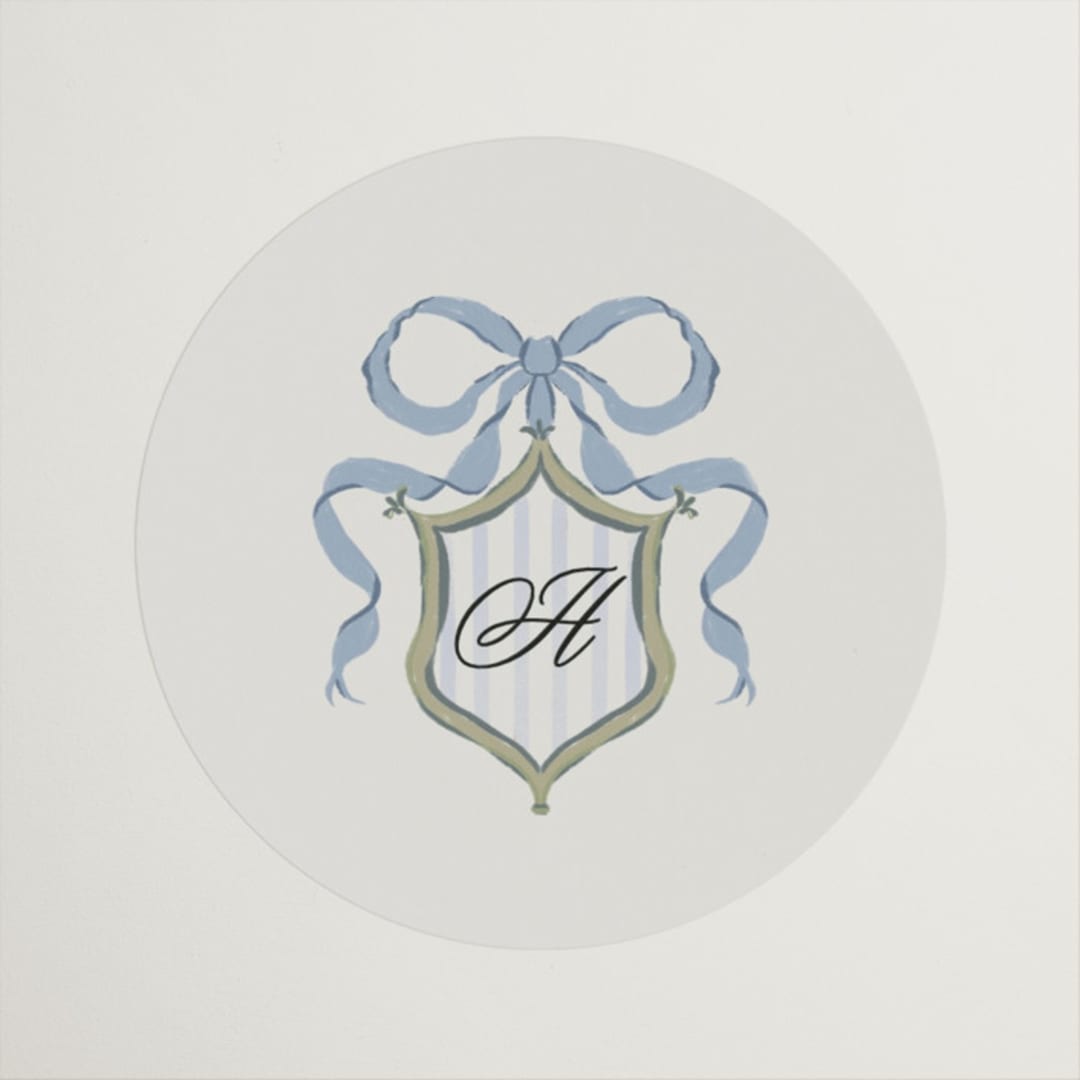 "Dog Crest" - Bridal Shower Favor Stickers in Blueberry by Jackie Crawford - Front