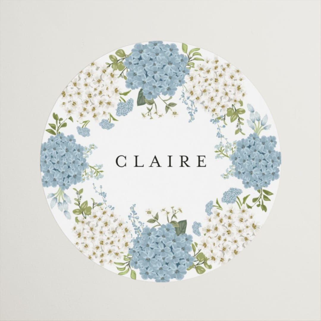 "Wedgewood" - Bridal Shower Favor Stickers in Cerulean by Susan Moyal - Front