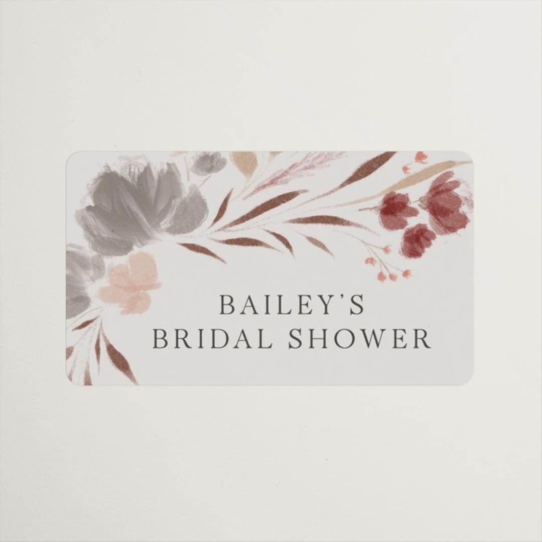 "Autumn Showers" - Bridal Shower Favor Stickers in Maple Leaf by Nicoletta Savod - Front