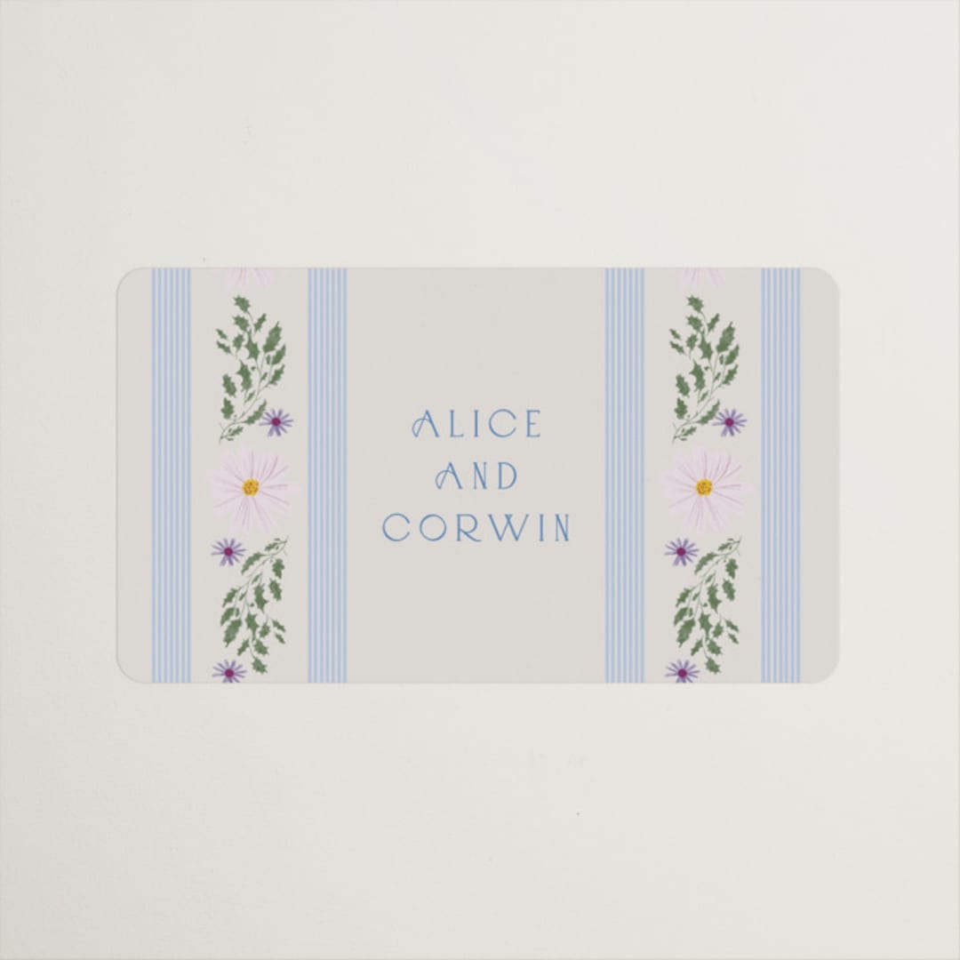 "Floral stripe" - Bridal Shower Favor Stickers in Bluebell by Baumbirdy - Front