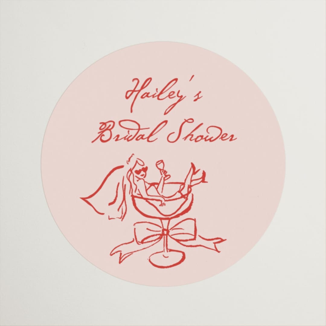 "Cheers to Love" - Bridal Shower Favor Stickers in Scarlet by Cass Loh - Front