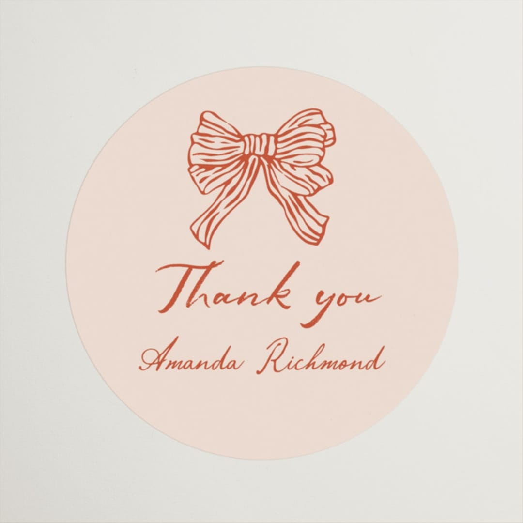 "Bridal Crest" - Bridal Shower Favor Stickers in Peach by Sherley Ferreira - Front