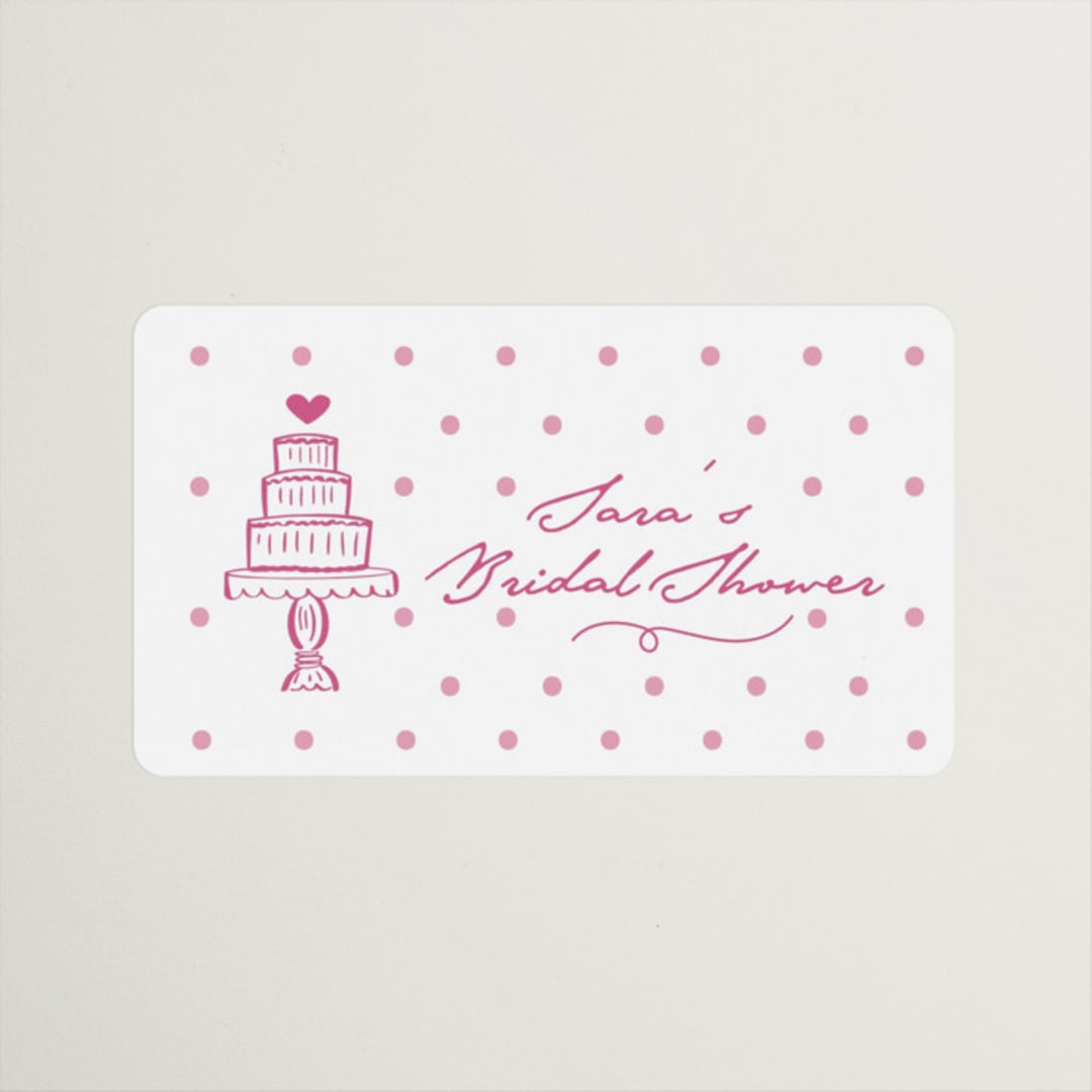 "Le Cake" - Bridal Shower Favor Stickers in Azalea by Tina Faselli - Front