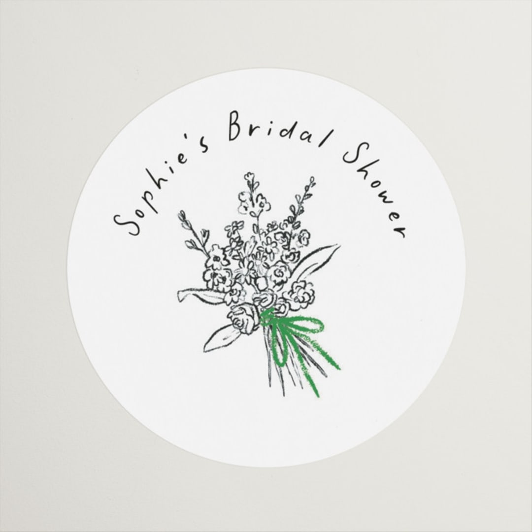 "Tied Bouquet" - Bridal Shower Favor Stickers in Lawn by mo kelley - Front