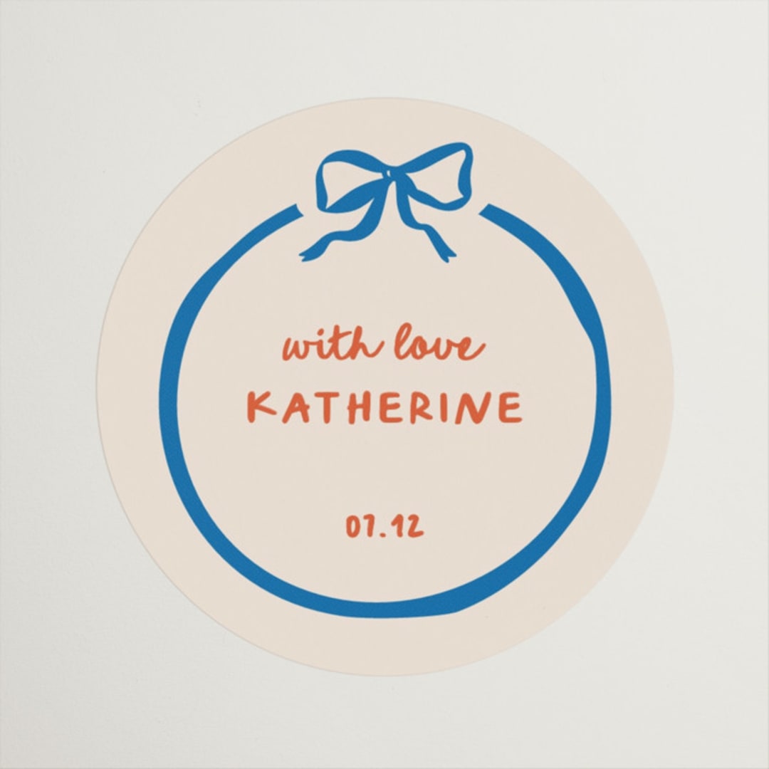 "Minimal bow" - Bridal Shower Favor Stickers in Wave by Creo Study - Front