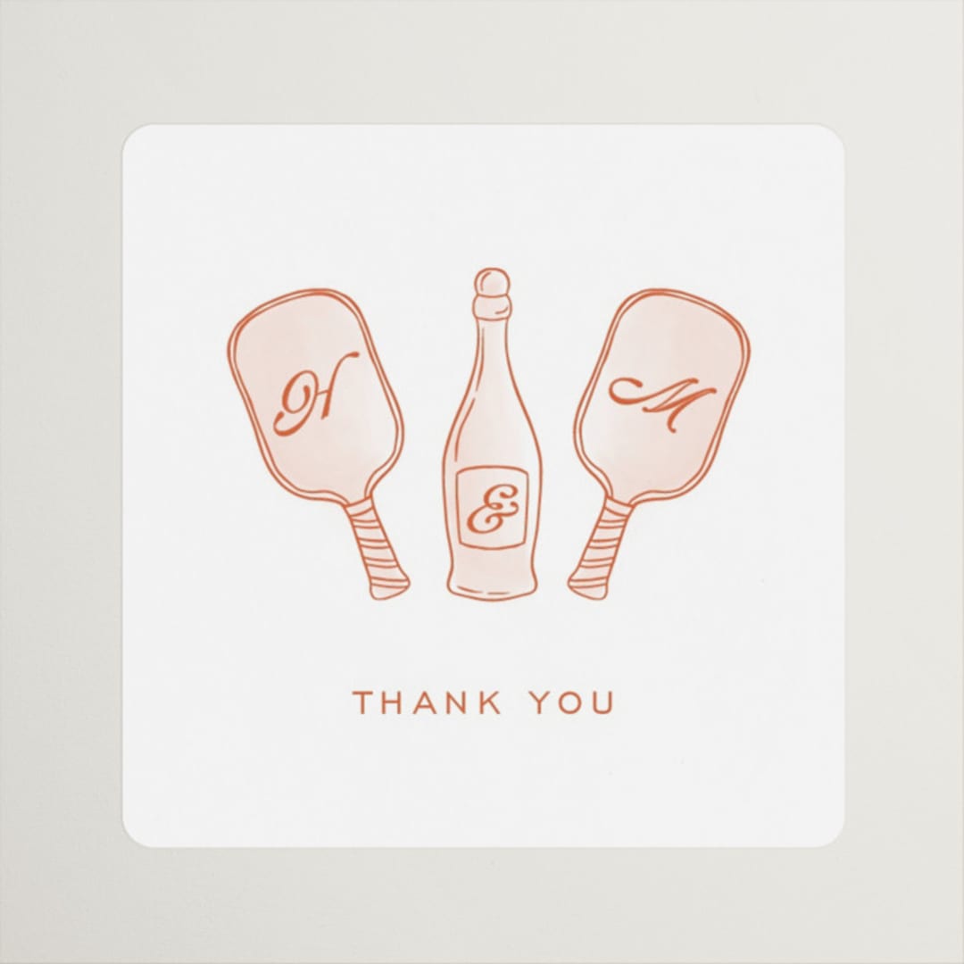 "Pickleball & Prosecco" - Bridal Shower Favor Stickers in Citrus by Ashlee Townsend - Front