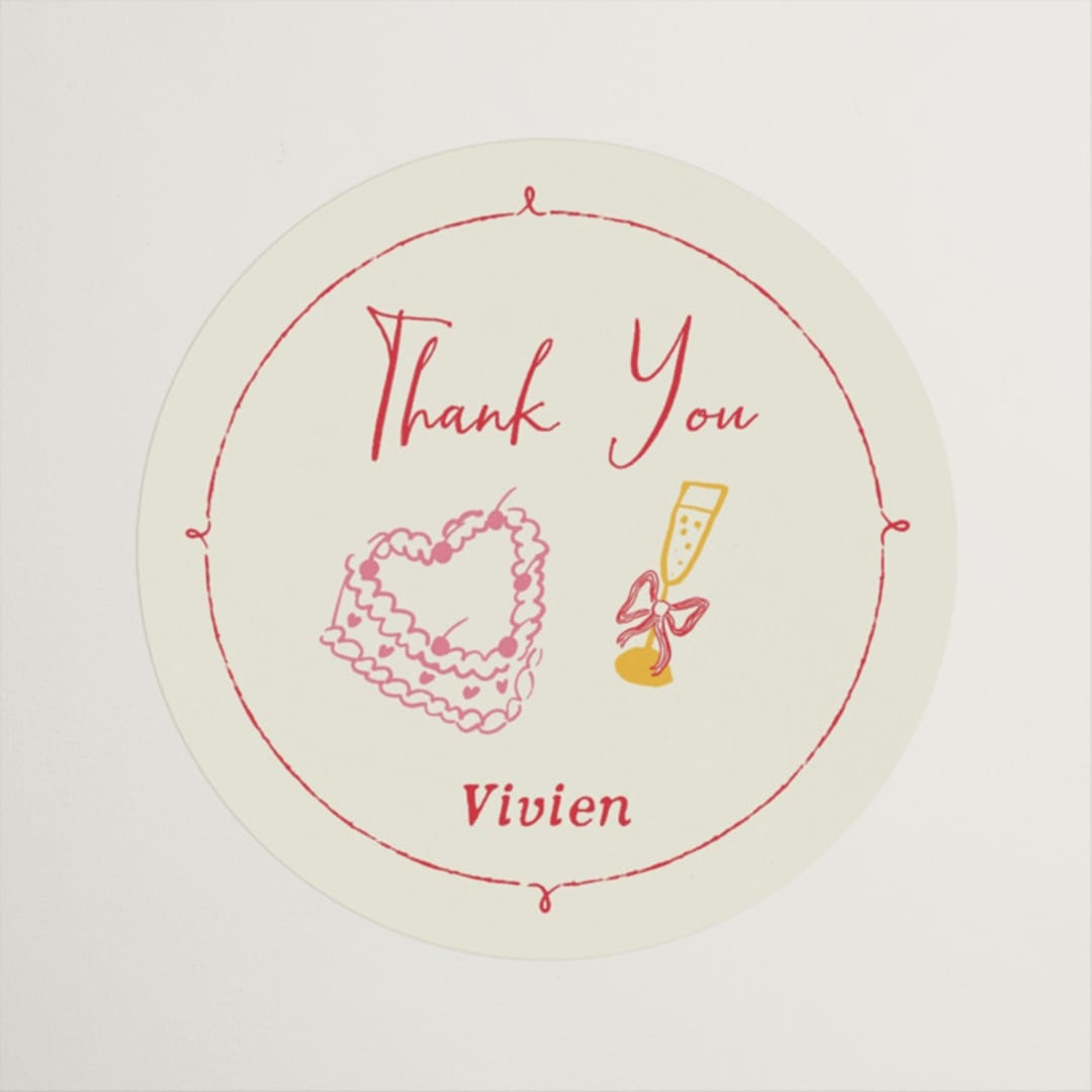 "Heights of Love" - Bridal Shower Favor Stickers in Fruitcake by Sarah Rosenthal - Front