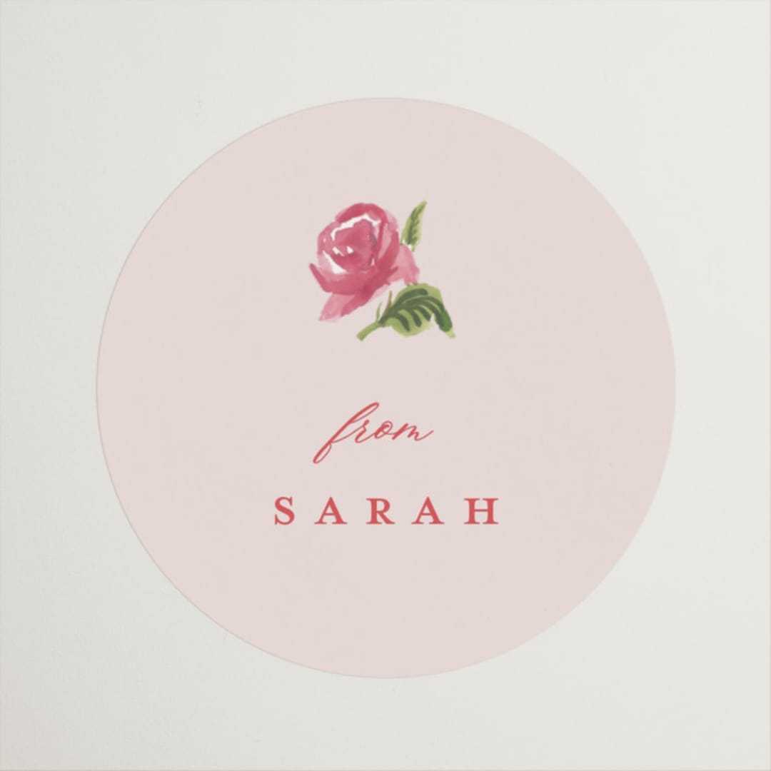 "Romantic Roses" - Bridal Shower Favor Stickers in Blush by Teju Reval - Front