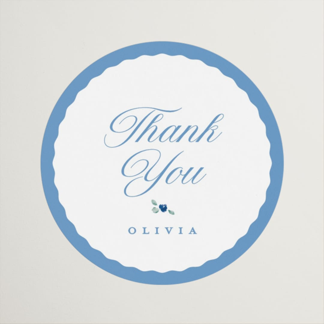 "Blue" - Bridal Shower Favor Stickers in Cobalt by Gwen Bedat - Front